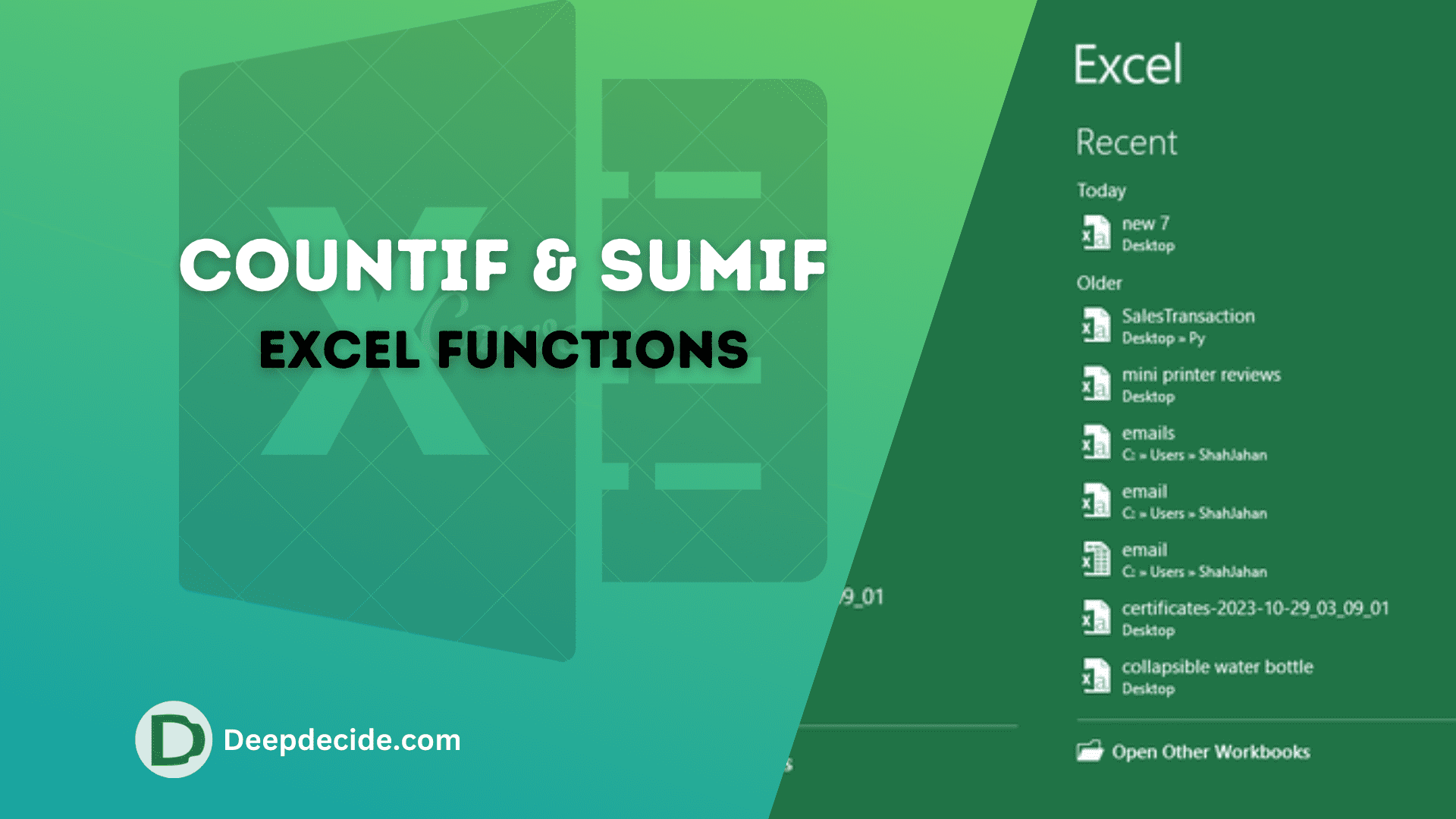 COUNTIF and SUMIF Excel function