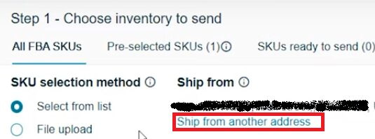 Amazon FBA Ship from address