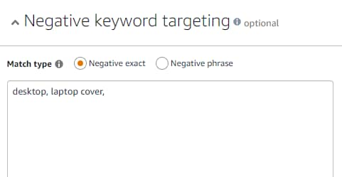 Negative Keyword targeting