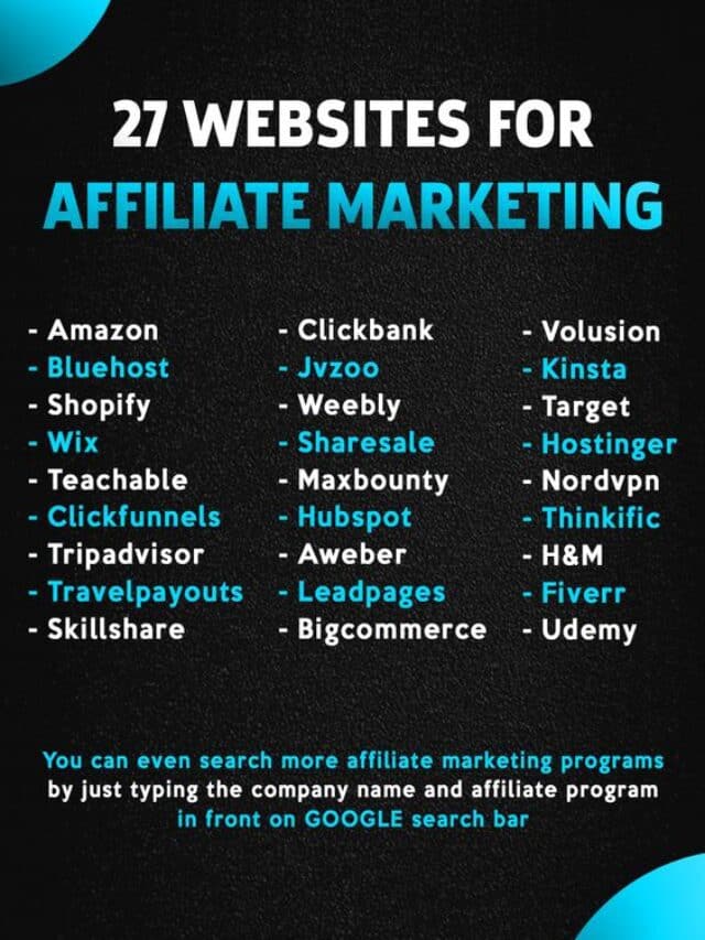 27 Websites for affiliate marketing