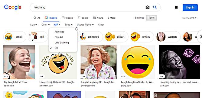 Tricks and tips : Search for Gifs From Google Images